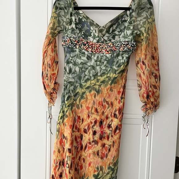 Carlos Miele Design Silk Vibrant Multicolor Long Sleeve Dress. - Picture 3 of 12